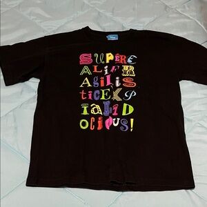 Disney  Mary Poppins Kids Black Tee with Colorful Lettering